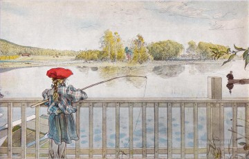 lisbeth fishing 1898 Carl Larsson Oil Paintings